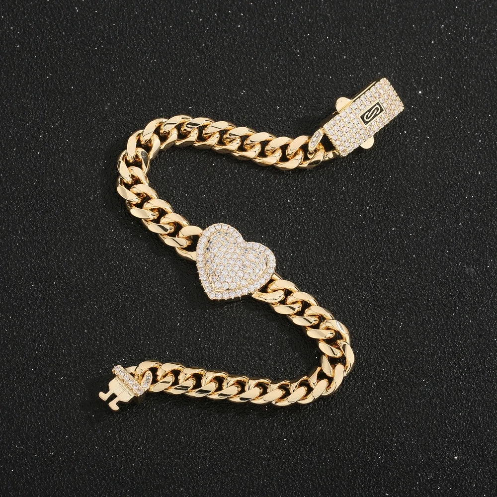 pulsera de corazon estilo oro laminado 14k