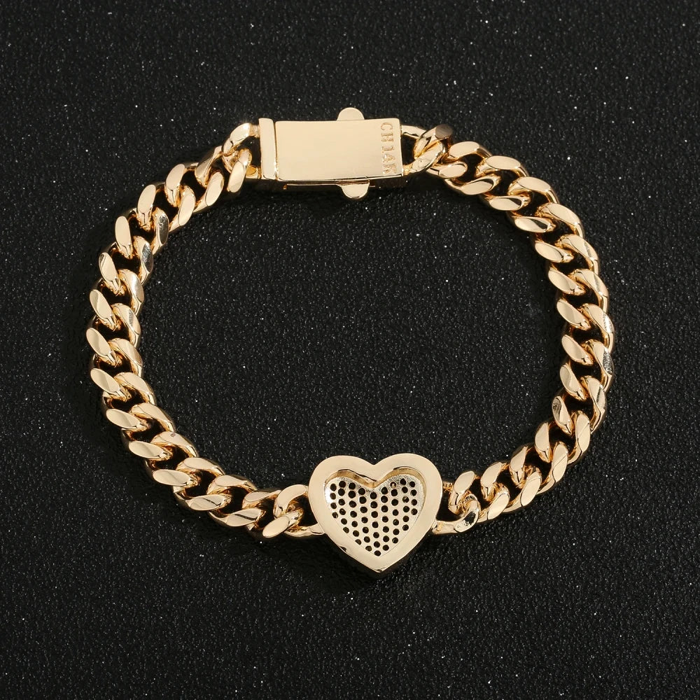 pulsera de corazon estilo oro laminado 14k