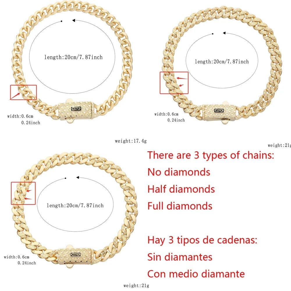 Pulsera dama o caballero en oro laminado 14k