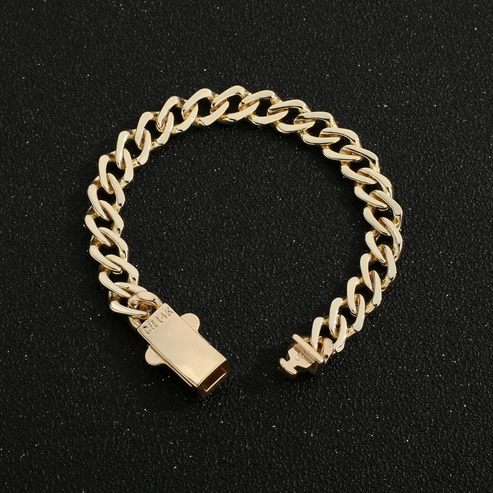 Pulsera dama o caballero en oro laminado 14k
