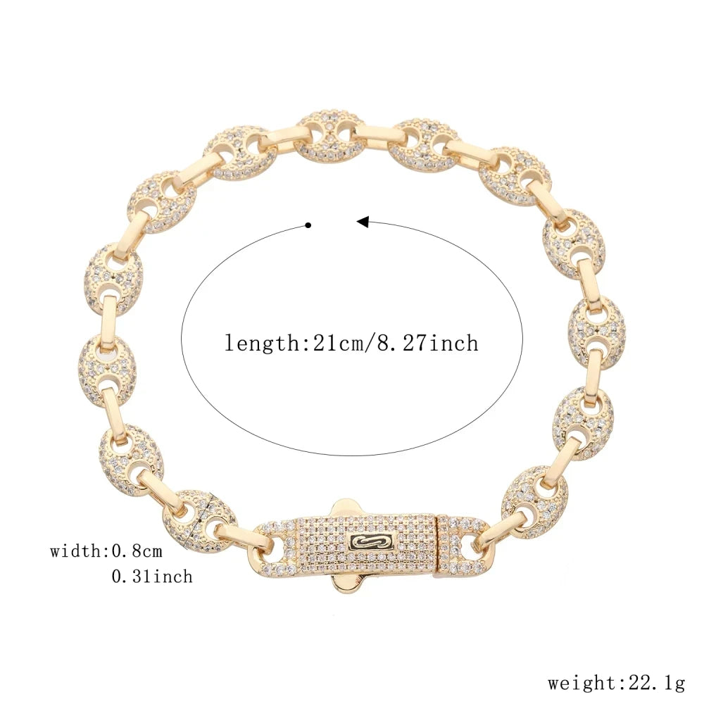 Pulsera dama o caballero en oro laminado 14k