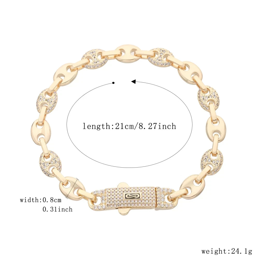 Pulsera dama o caballero en oro laminado 14k