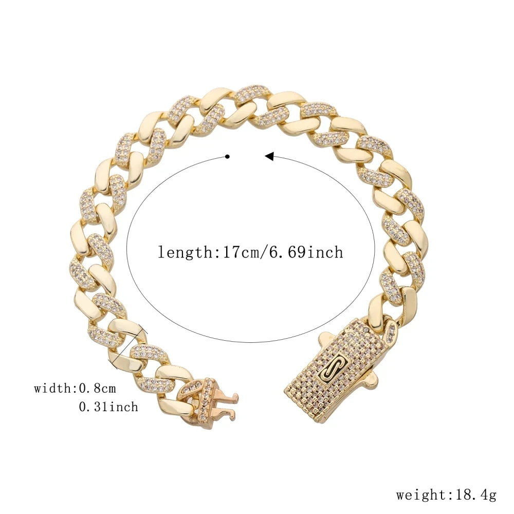 Pulsera dama o caballero en oro laminado 14k