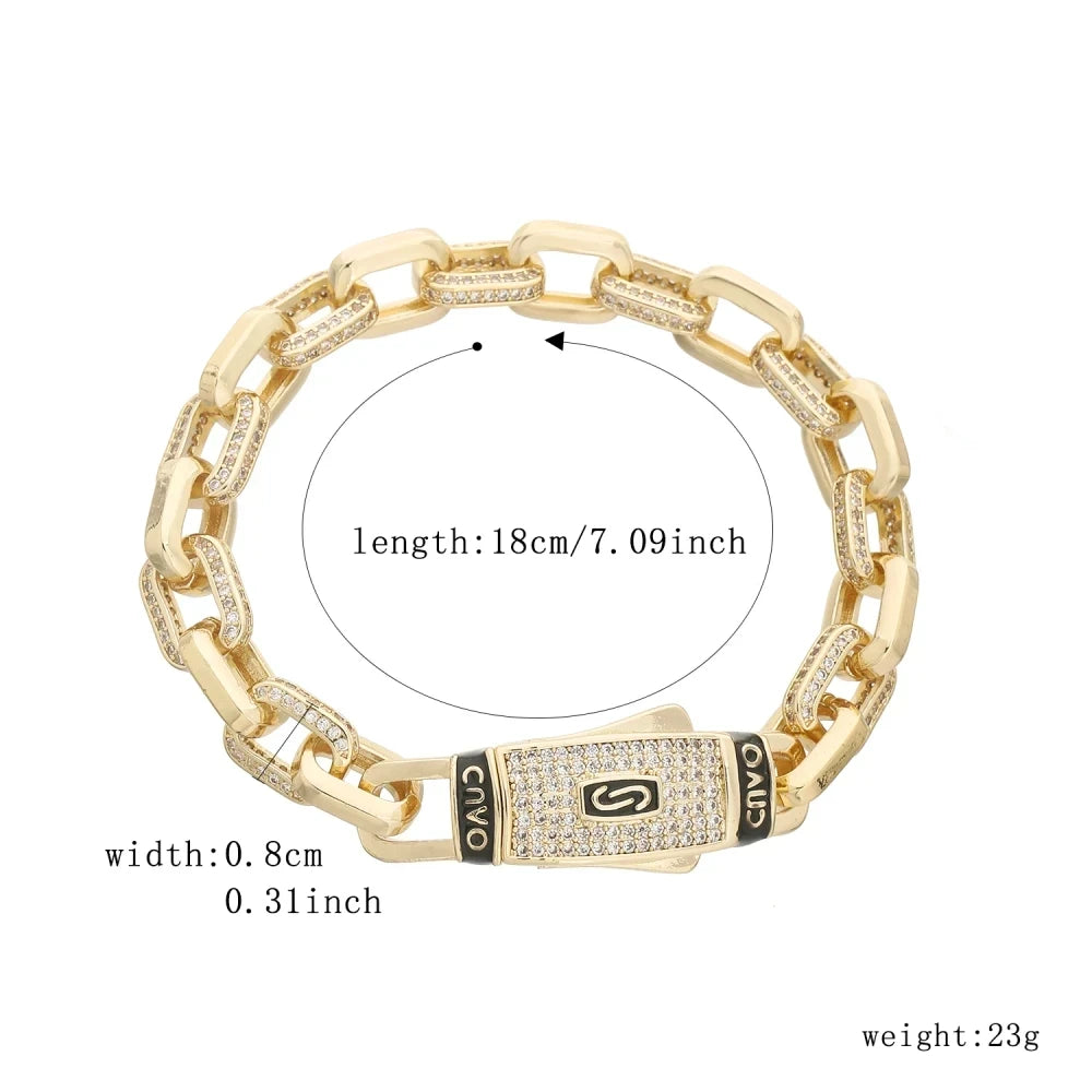 Pulsera dama o caballero en oro laminado 14k