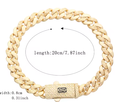 Pulsera dama o caballero en oro laminado 14k
