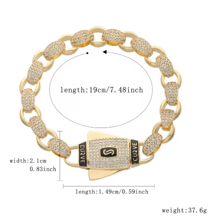 Pulsera dama o caballero en oro laminado 14k